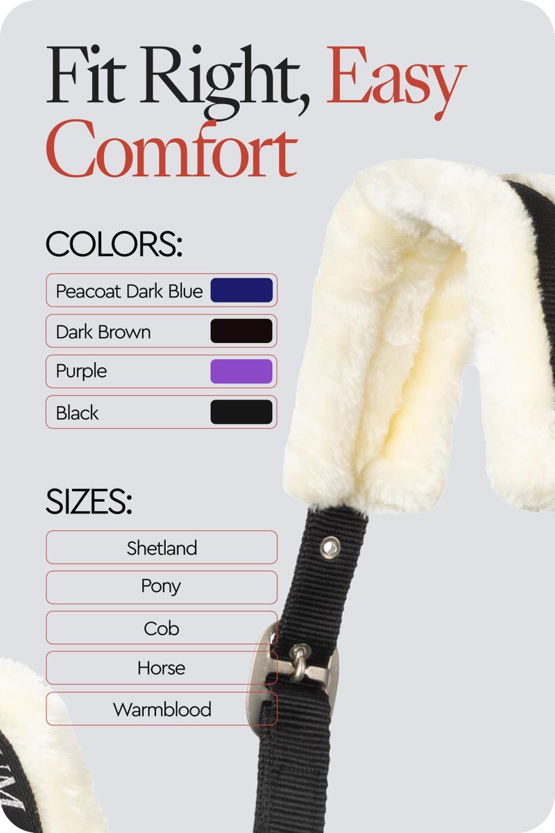 HORZE Howard Soft Fleece Padded Adjustable Polyester Horse Halter - Black - Horse - Image 2